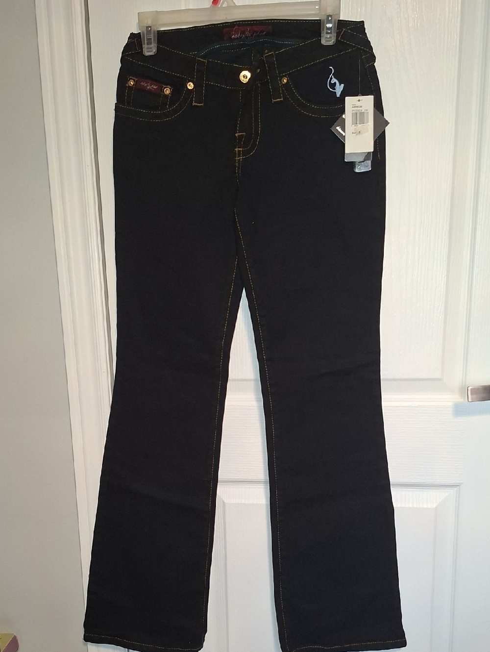 Vintage Baby‎ Phat Indigo Flare Jeans with Gold Stitching